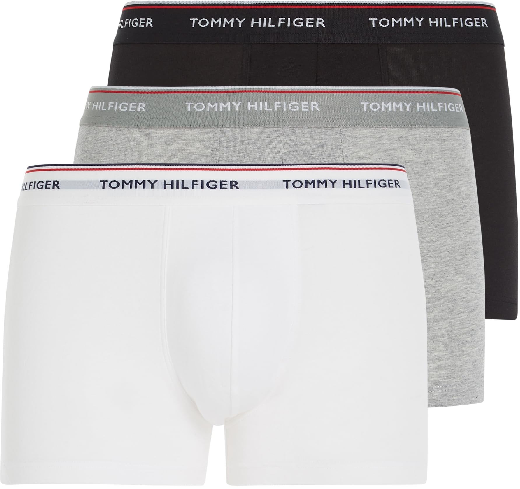 Tommy Hilfiger 3P Trunk 1U87903842, Uomo, Multicolore (Black/Grey Heather/White), Xl-image