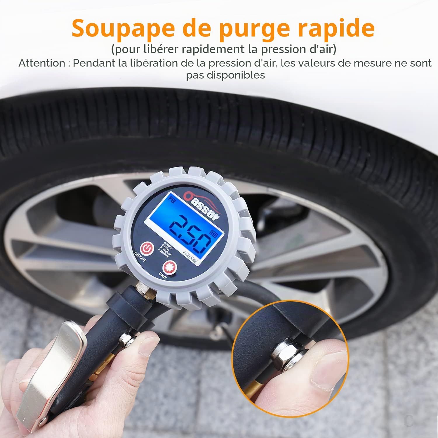 Oasser Manomètre Pression Pneu, Gonfleur Pneu Numérique Manometre Compresseur
