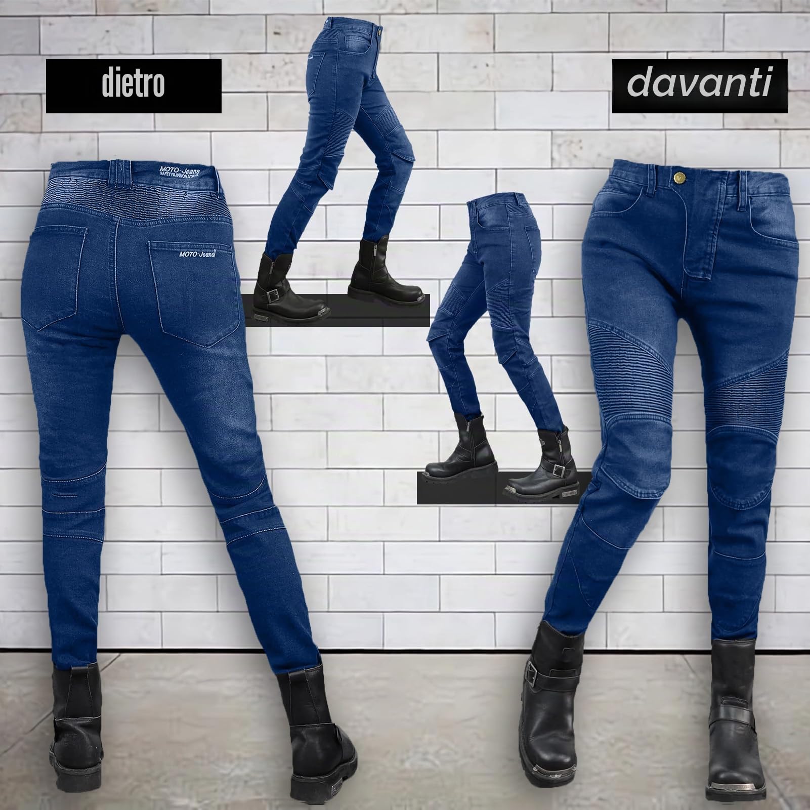 Jeans da Moto da Donna Pantaloni da Motociclista in Denim Impermeabili Protezione Impermeabile Pantaloni da Moto da Ciclismo Jeans da Motociclista Elasticizzati con 4 Protezioni