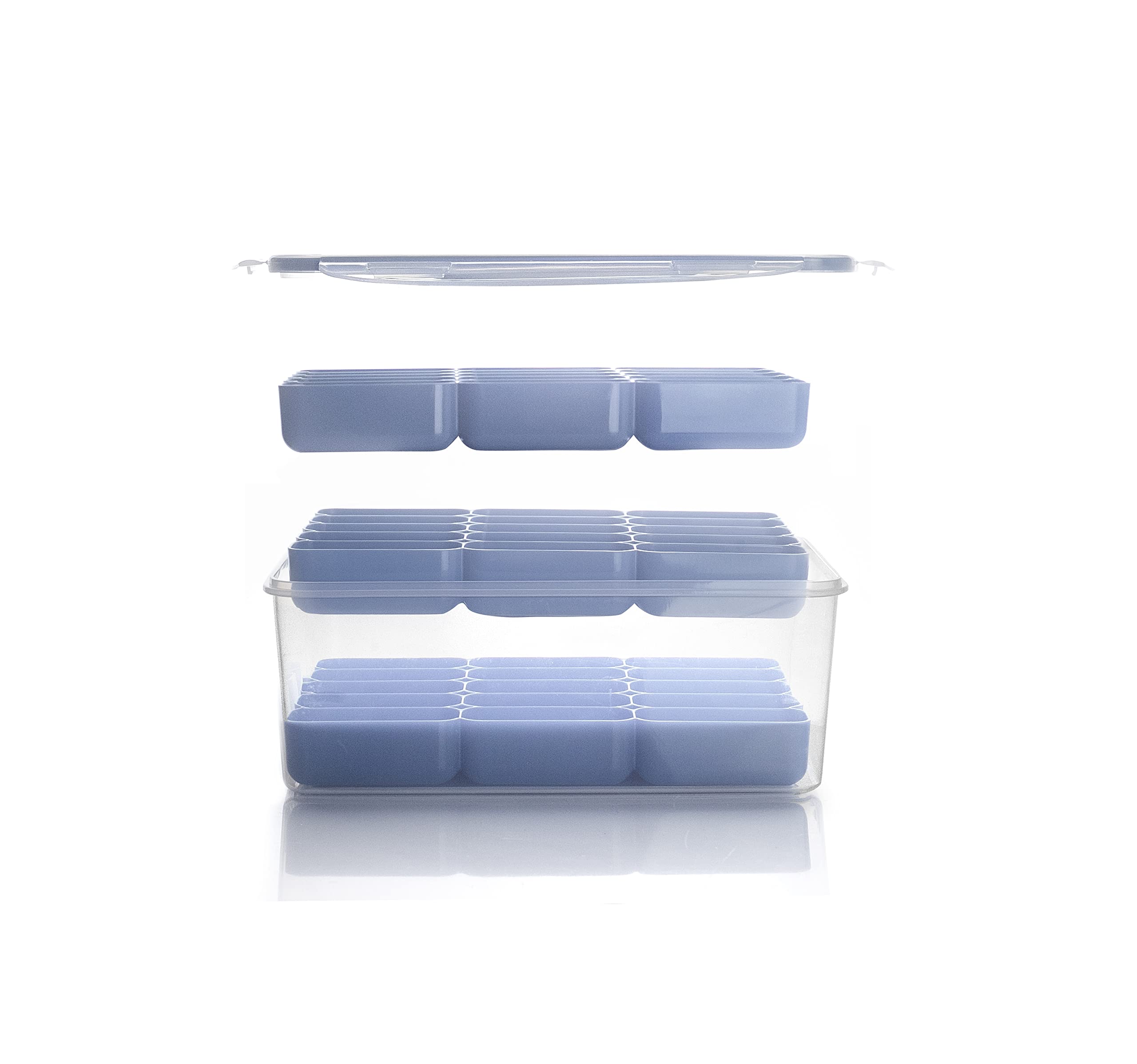 Ibili - Container for Storing croquettes BPA-Free Plastic, 3 Stackable Trays for Storing 45 croquettes, Blue, 27 x 18.5 x 10.5 cm - Image 2