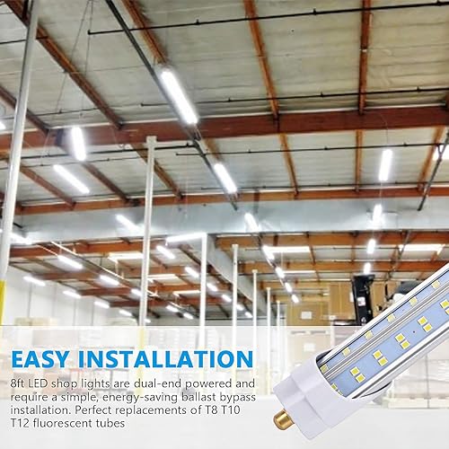 Miniatura 3 de 10 bombillas LED de 8 pies, 120 W, 13500 lm, 5000 K, luz diurna, súper brillante, tubo de luces LED T8 T10 T12, luces LED FA8 de un solo pin, forma