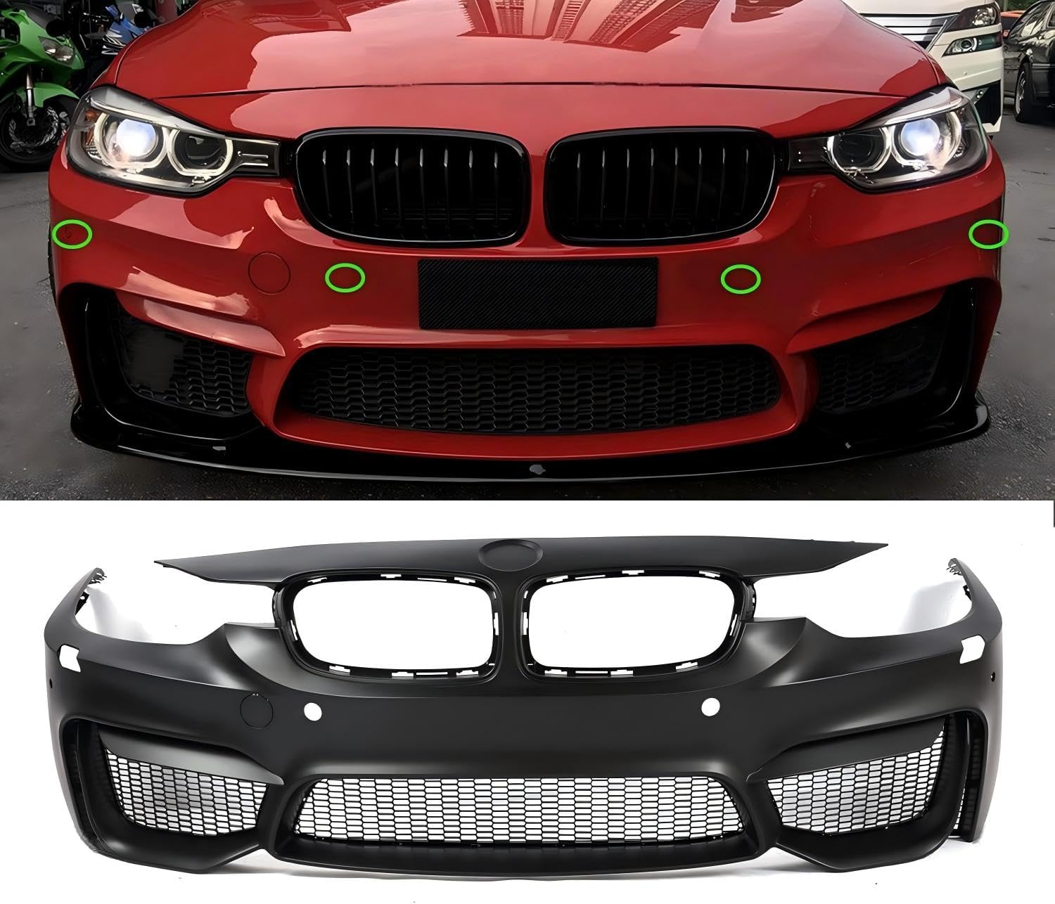 PENSUN F80 M3 Style Front Bumper Fit for 2012-2018 BMW F30 F31 3 SERIES W/PDC(Doesn't Fit M3 M4 F80 Vehicle)