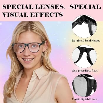 Lunettes Diffraction 4 Paires - Effets Cœur, Noël, Flocon | Pour Fêtes Et Concerts