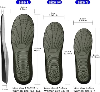 Amitataha Memory Foam Shoe Insoles - High Arch Support, Shock Absorption for Plantar Fasciitis & Flat Feet Relief, Men Women US M6.5-9/W7.5-10