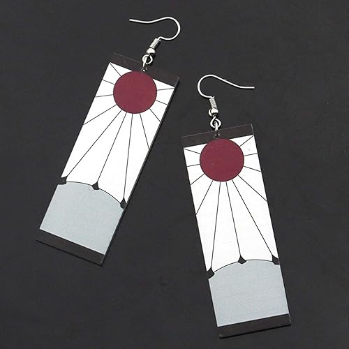 Miniatura 3 de JinYu Aretes Demon Slayer Kamado Tanjirou, anime japonés Demon Slayer Cosplay Prop Cartoon Acrylic