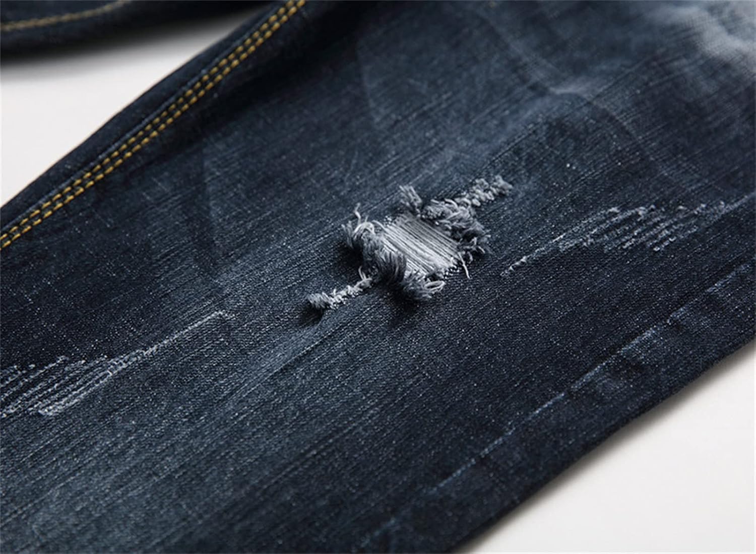 DGHM-JLMY Men's Ripped Autumn Stretch Slim Jeans Destroyed Moto Denim Pants Ripped Stretch Distressed Biker Jeans
