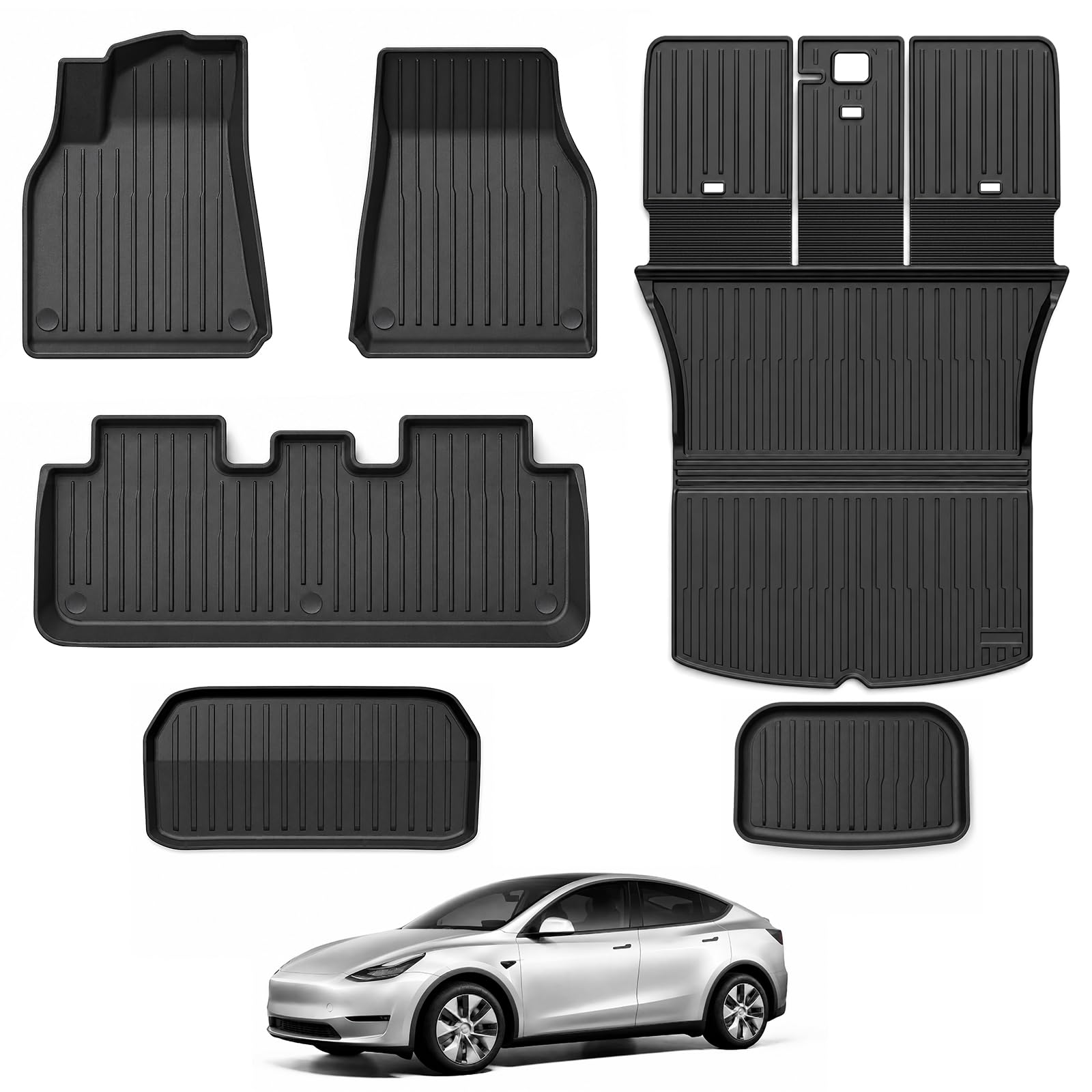 GALVAGNITE Floor Mats for 2024-2021 Tesla Model Y, Full Coverage All Weather Floor Mat Cargo Liner Trunk Mat Frunk Backrest Mats Accessories (Not fit 7Seat & Juniper)