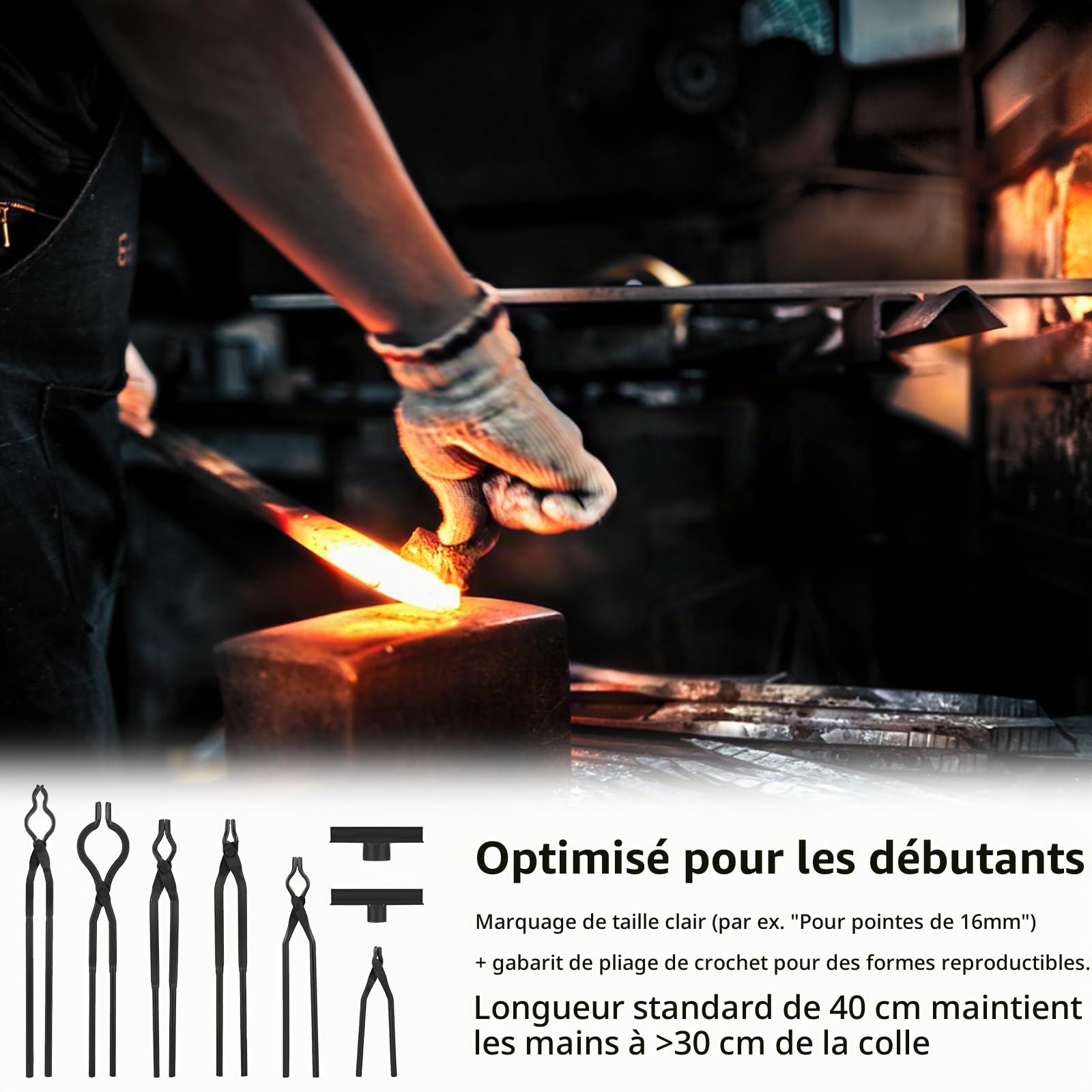 Pince de Forge, Lot de 8 Pinces Rapides à Faire Soi-Même - Ensemble de Types Variés Avec Tenailles de Forge en V en Gueule de Loup et en ZV etc.