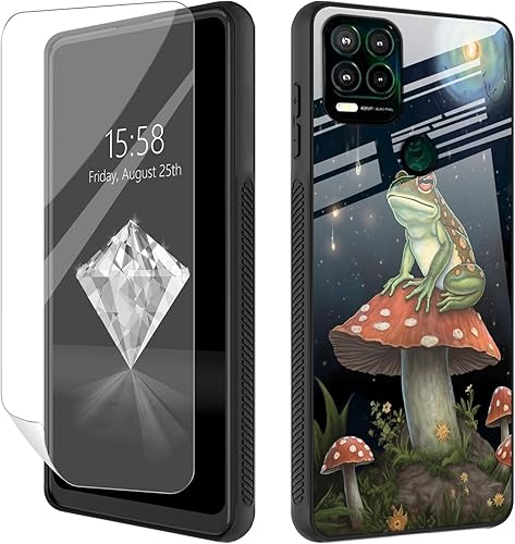 Funda para teléfono Motorola Moto G Stylus 5G 2021 con protector de pantalla, carcasa trasera de vidrio templado, silicona suave, protección