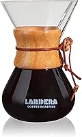Vista 1 de Lardera Icónica cafetera de cristal de seis tazas con collar de madera, 27 onzas