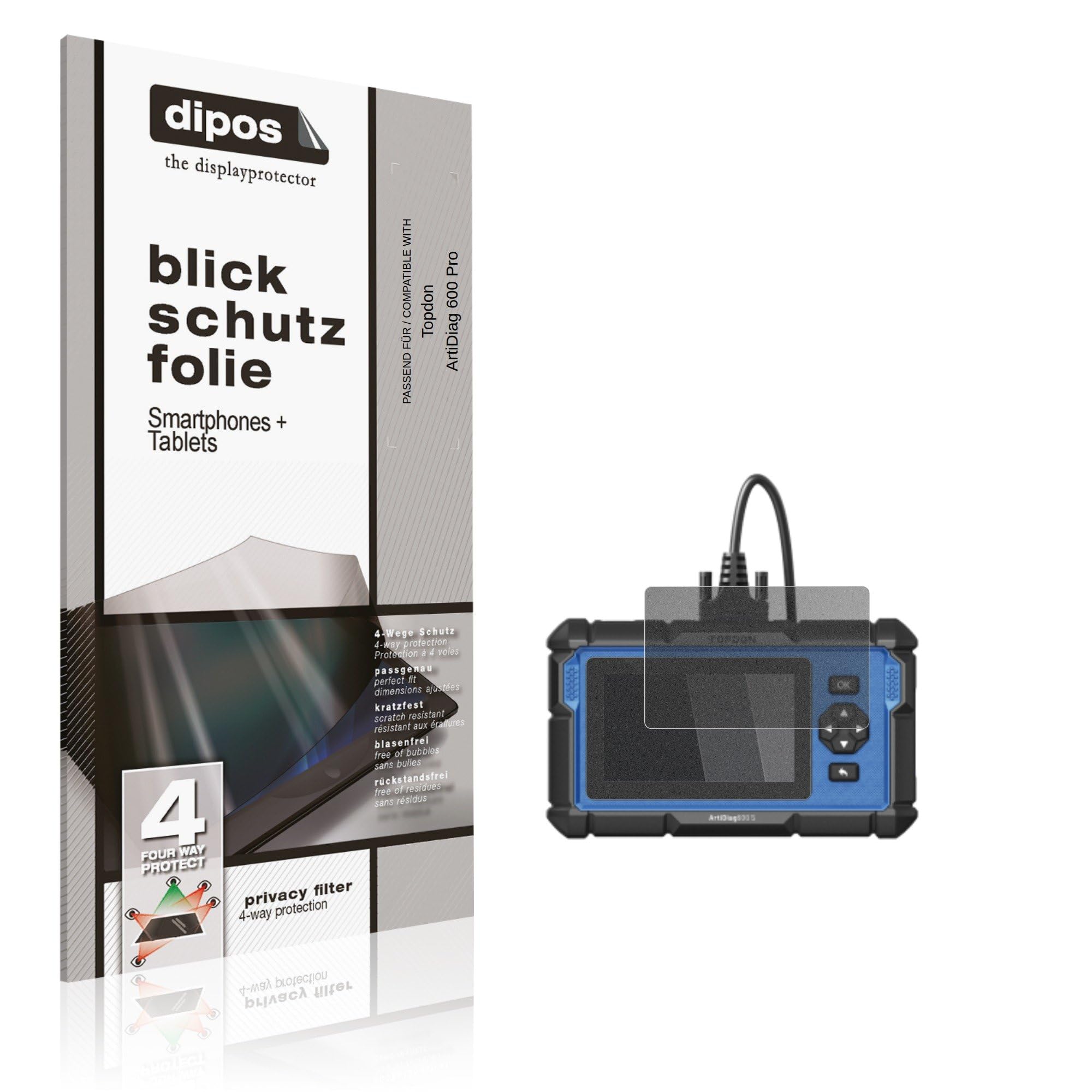 dipos Protection écran anti-espion pour Topdon ArtiDiag 600 Pro