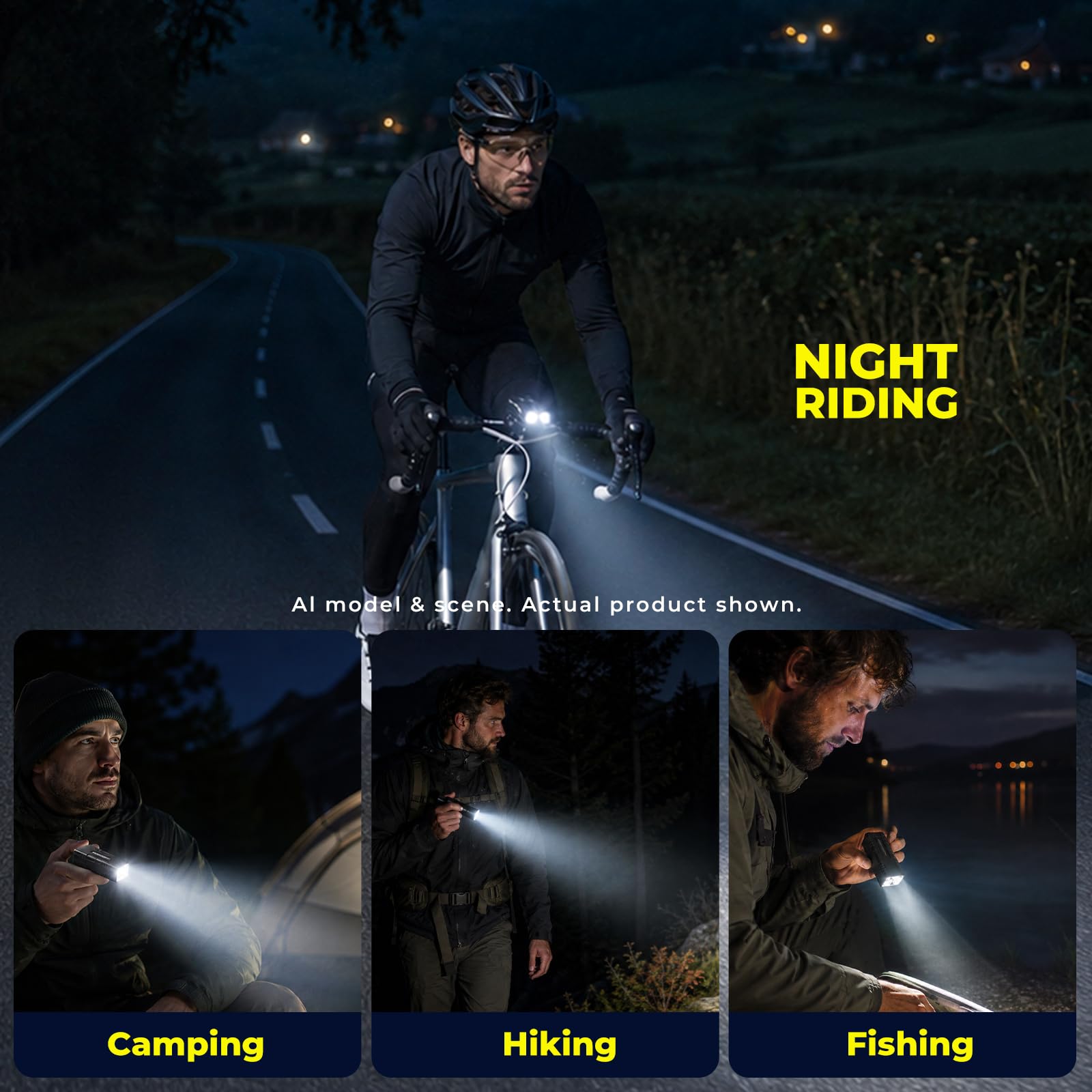 ROCKBROS Éclairage Avant Vélo 850 Lumens - Autonomie 74h | Lampe LED Étanche IPX6 avec 6 Modes, Rechargeable Micro-USB, Batterie 10000mAh pour Route, VTT, Urbain