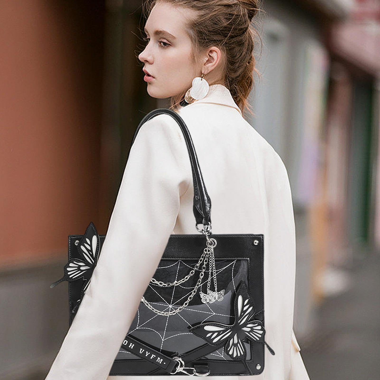 Bolso de la compra de la mariposa, bolso de la mariposa de estilo gótico oscuro - Bolsa de compras reutilizable para mujer, gimnasio, picnic, viajes, playa, compras, compras