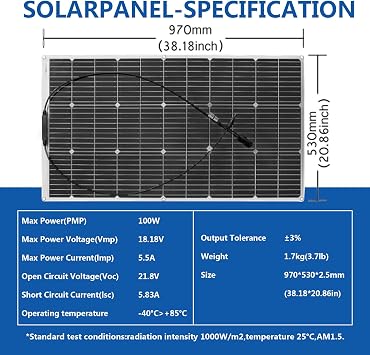 600W Solar Panel 12V Flexible Solar Panel 6pcs 100W Solar Panels Monocrystalline Suitable for Roofs, Caravans, Boats, Solar Panels 600W