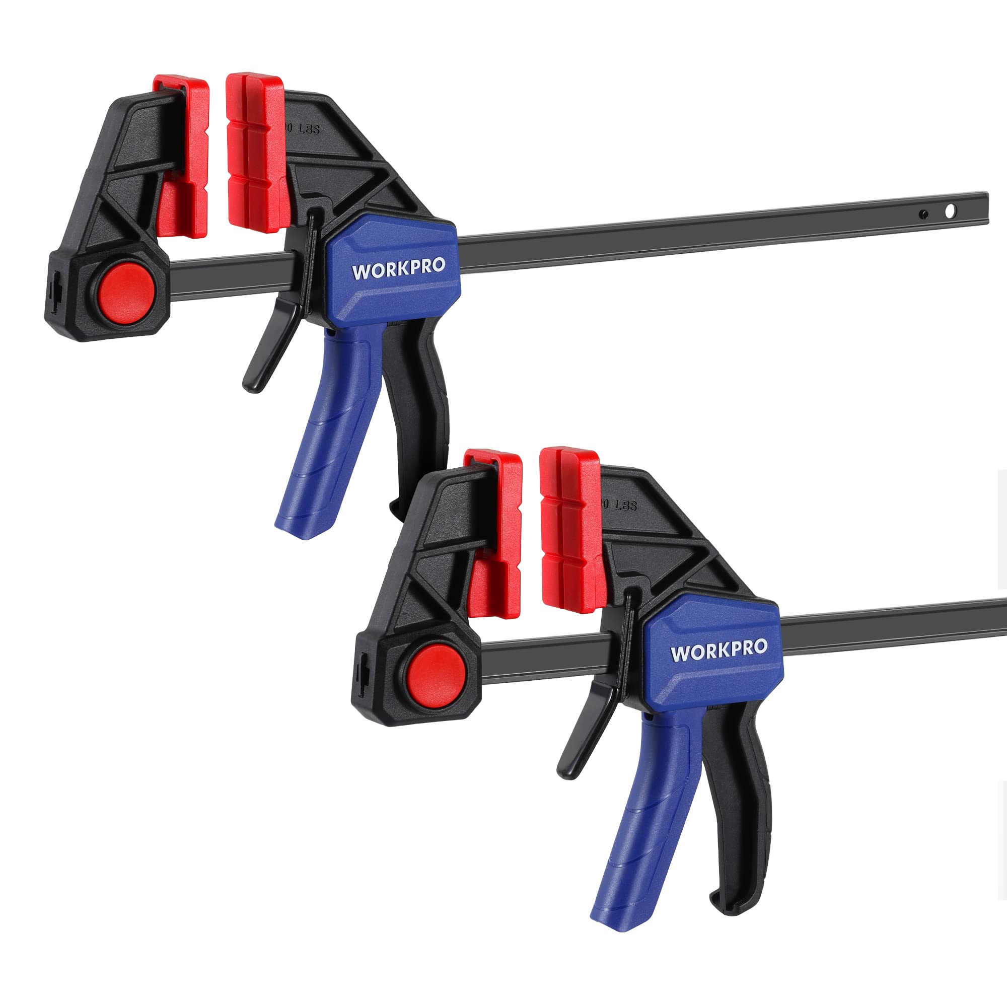 WORKPRO 2 Pack Heavy Duty 300mm Woodworking Hose Clamps 300 LBS One Hand Quick Release Pliers Set Wood Clamps for Woodworking Hand Working
