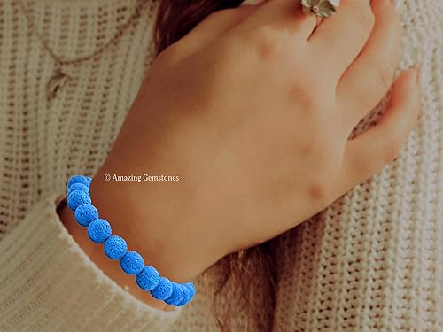 Miniatura 4 de Blue Lava Stone Bracelet for Women Men's Gifts - Protection Healing Crystal Bracelet - 8mm Gemstone Beaded Adjustable Bracelet Pulseras Para Hombres