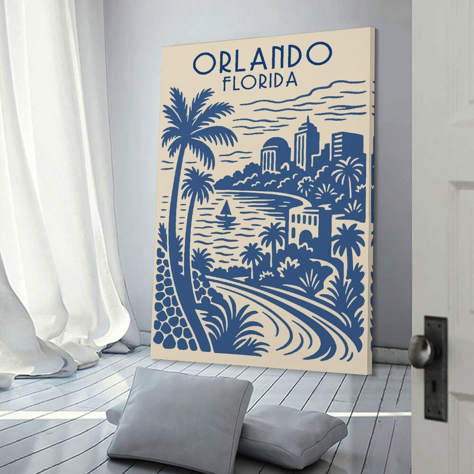 Junmoney Orlando Florida Travel Canvas Wall Art, 08x12inch(20x30cm), for Entrance Walls, Hall Decor Or Foyers, Wall Decor to Refresh Empty Corners