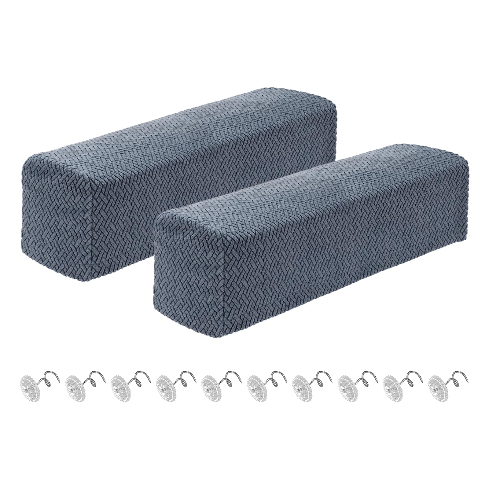 sourcing map 2Pcs Couch Arm Covers, Stretch Sofa Armrest Cover with Twist Pins Scratch-Resistant Sofa Arm Protectors for Chairs Sofas Couch Armchair (27.5"- 29.5" Length, Blue Grey) — image 1