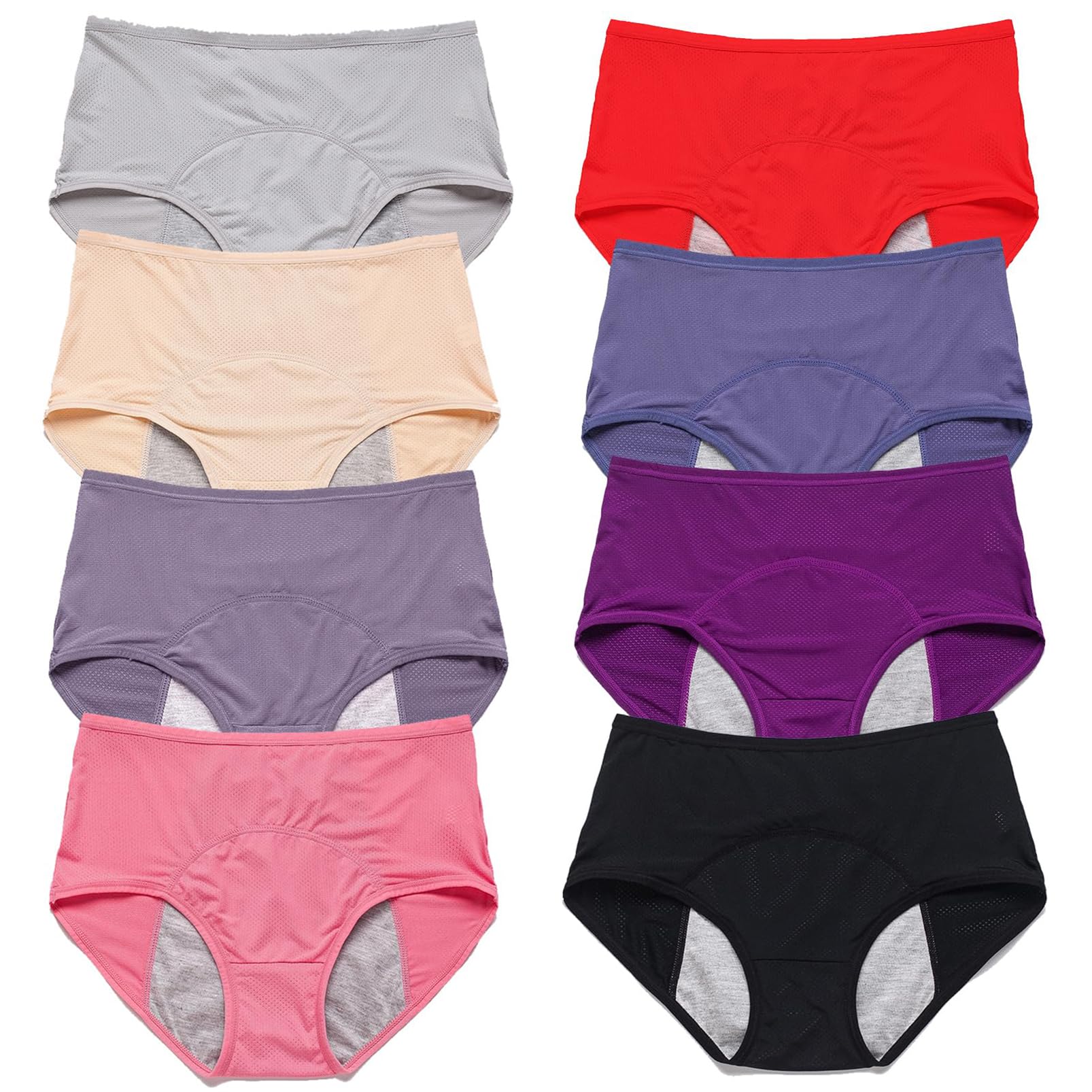 Braguitas A Prueba de Fugas, Calzoncillos para Incontinencia Urinaria, Ropa Interior de Mujer for Incontinencia, Lavable Reutilizable Bragas Menstruales de Cintura Media Alta