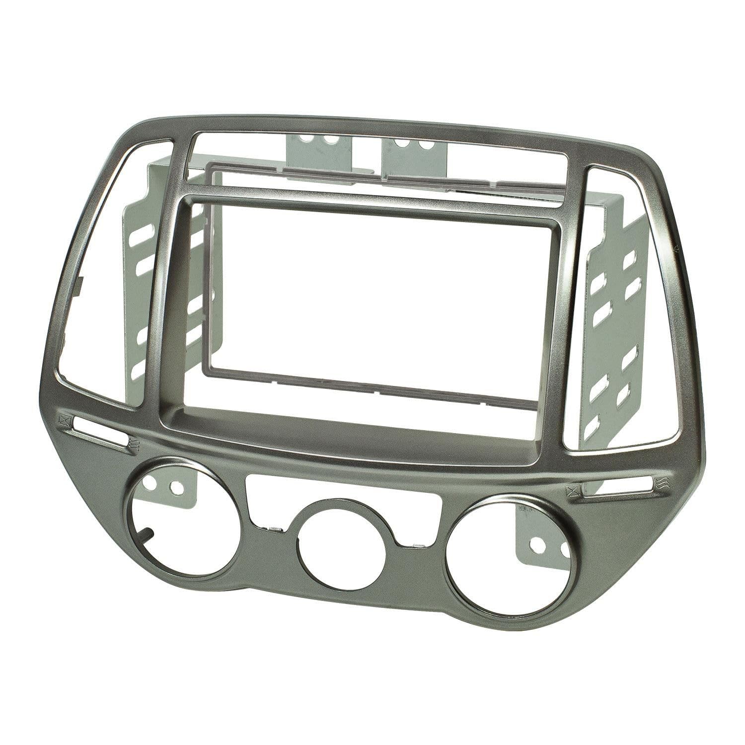 tomzz Audio 2419-024 Doppel DIN Radioblende kompatibel mit Hyundai i20 ab 2012 Silber Fahrzeuge mit manueller Klimaanlage