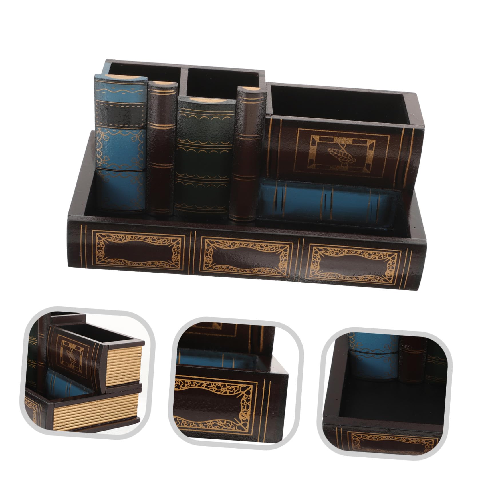 Operitacx Portamatite da Scrivania in Pannello di Densità a Forma di Libro Retrò Decorazioni Scuola, Organizer Creativo e Robusto per Ufficio e Casa