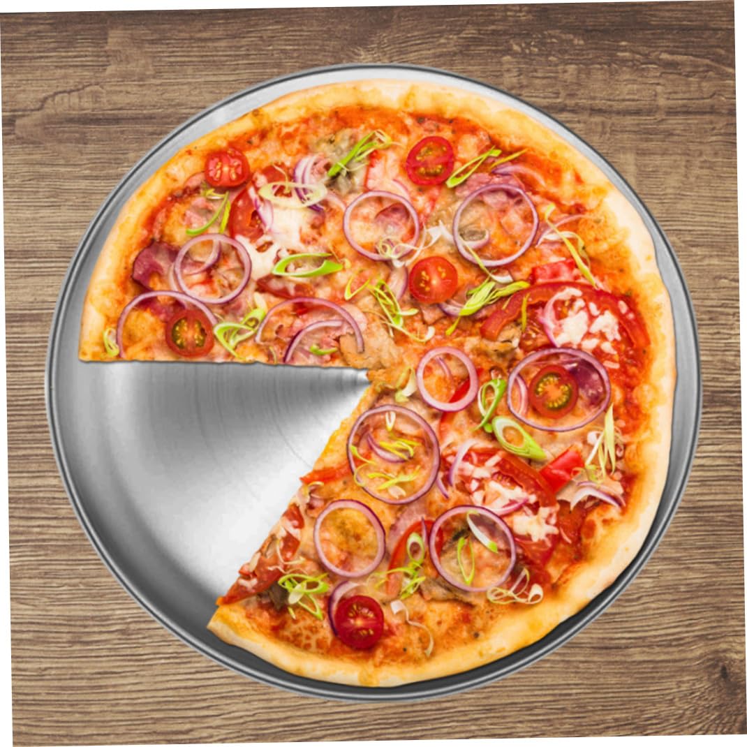 Plateau de rangement multifonctionnel rond en métal, poêle à Pizza en acier inoxydable pour gâteau aux fruits 34cm, décor