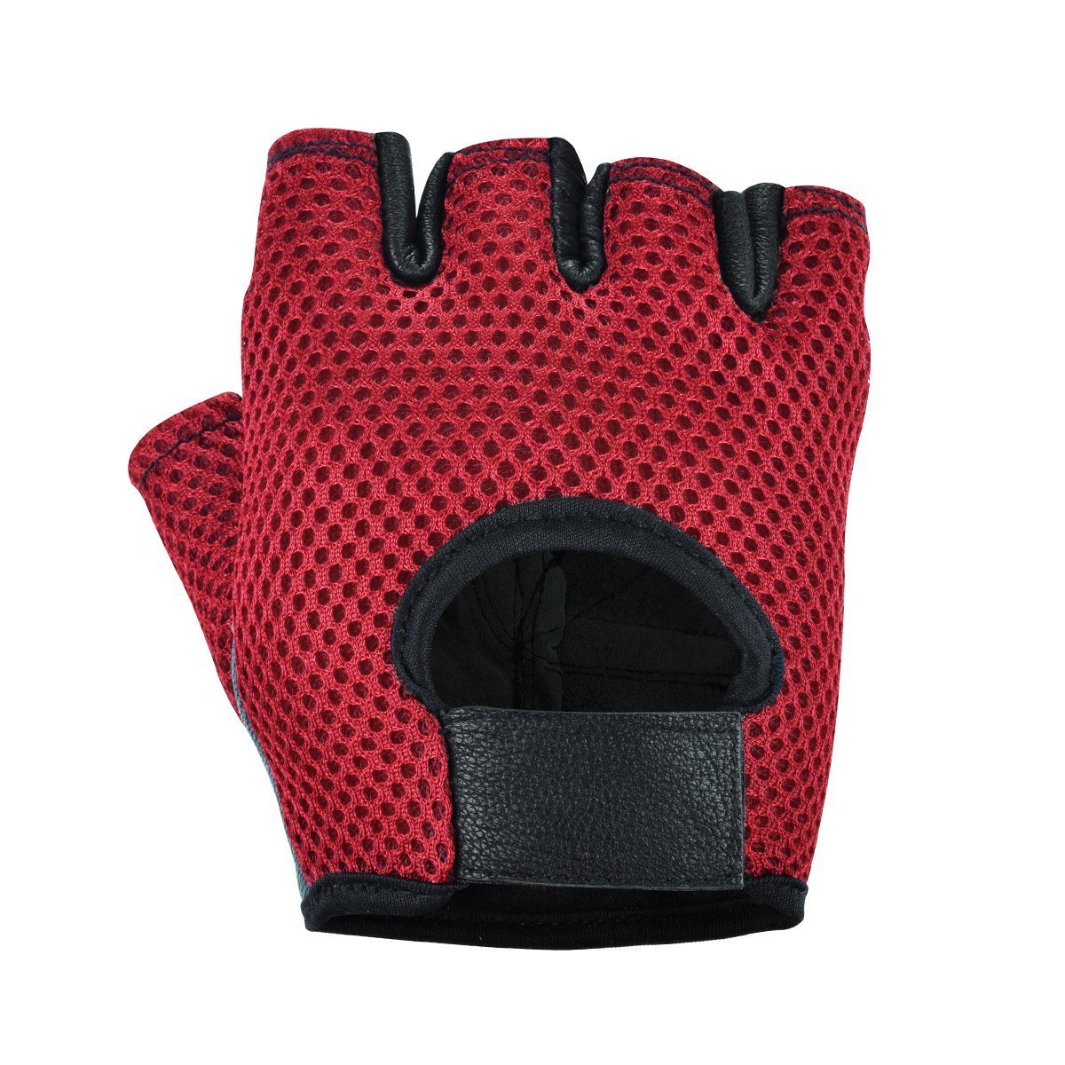 Half Finger Leather Padded Palm Cycling Biking Gloves Multi-Purpose Gloves Weight Lifting Gym Workout Training Bodybuilding Anti Slip Gloves for Men, Women, Ladies, Male, Female (Red, Medium)
