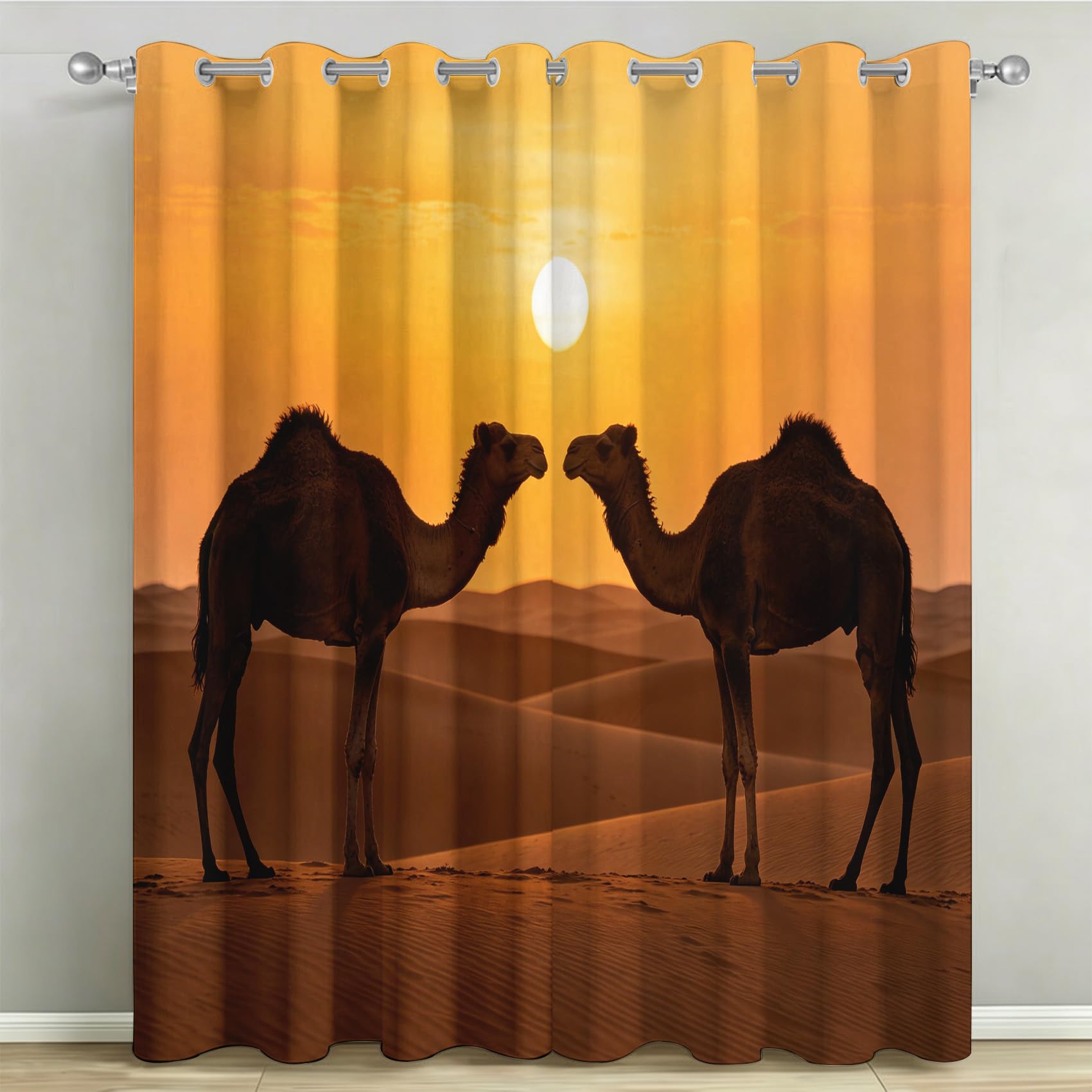 Rideau coucher de soleil 3D pour salon et chambre : ambiance désertique chaleureuse