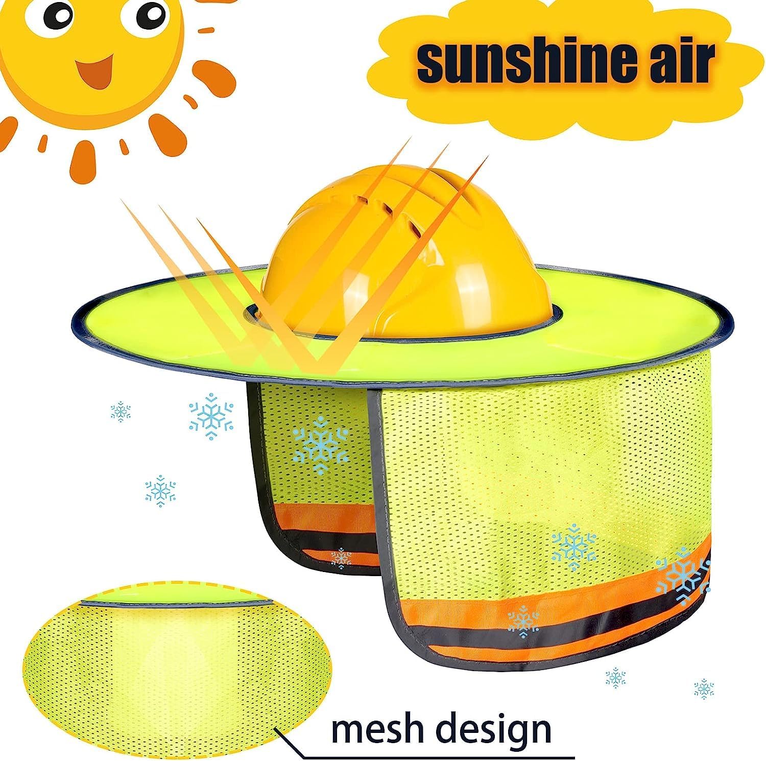 Jspupifip 20 Pack Hard Hat Sun Shade Full Brim Sun Shield High Visibility Visor with Reflective Strip for Hard Hat Accessories Construction Sites