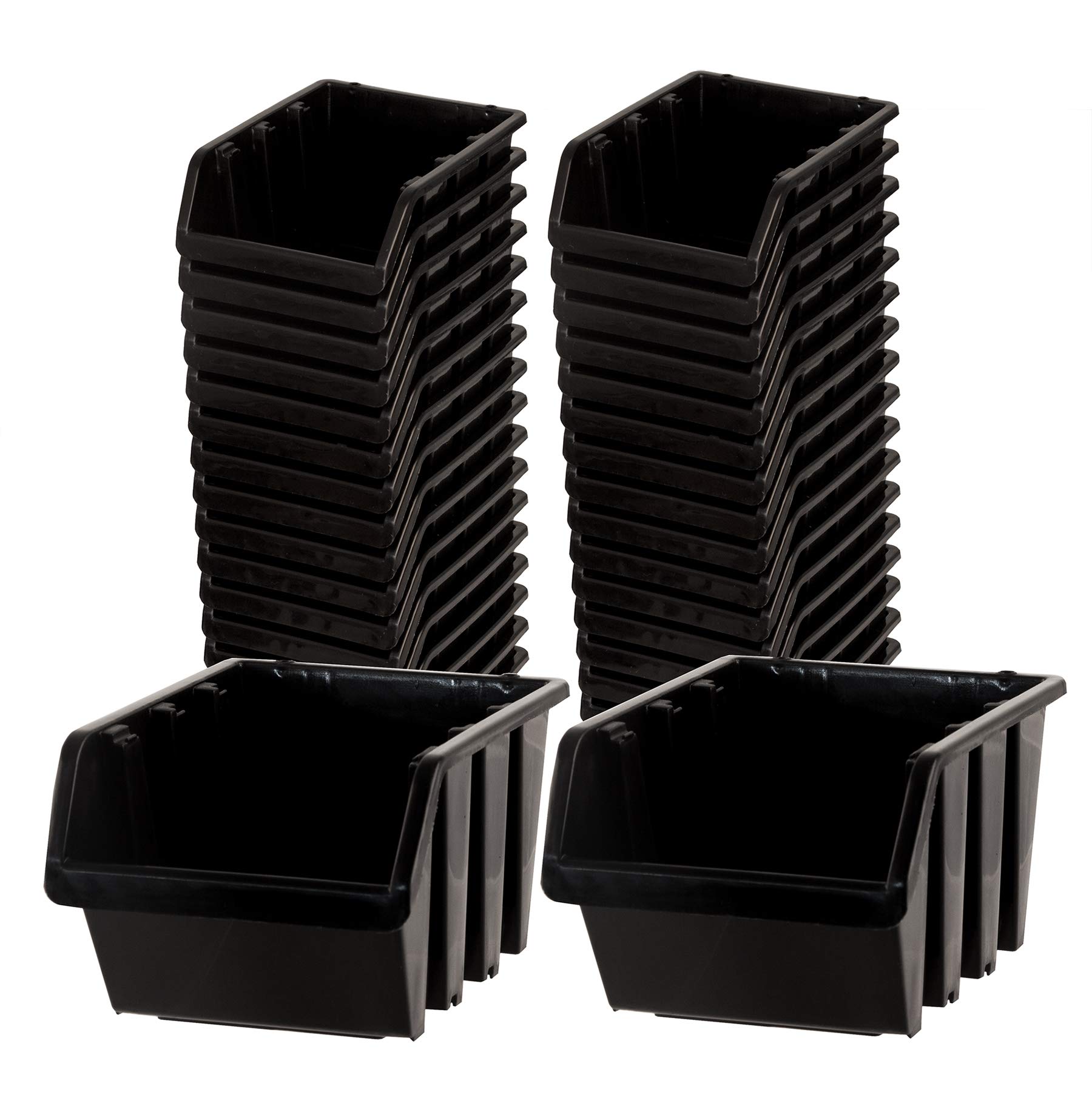 BigDean Sichtlagerboxen Set 36 Stück Schwarz Größe 1 (11,5x8x6 cm) - nestbar & stapelbar - Ordnungssystem für Werkstatt, Keller & Garage