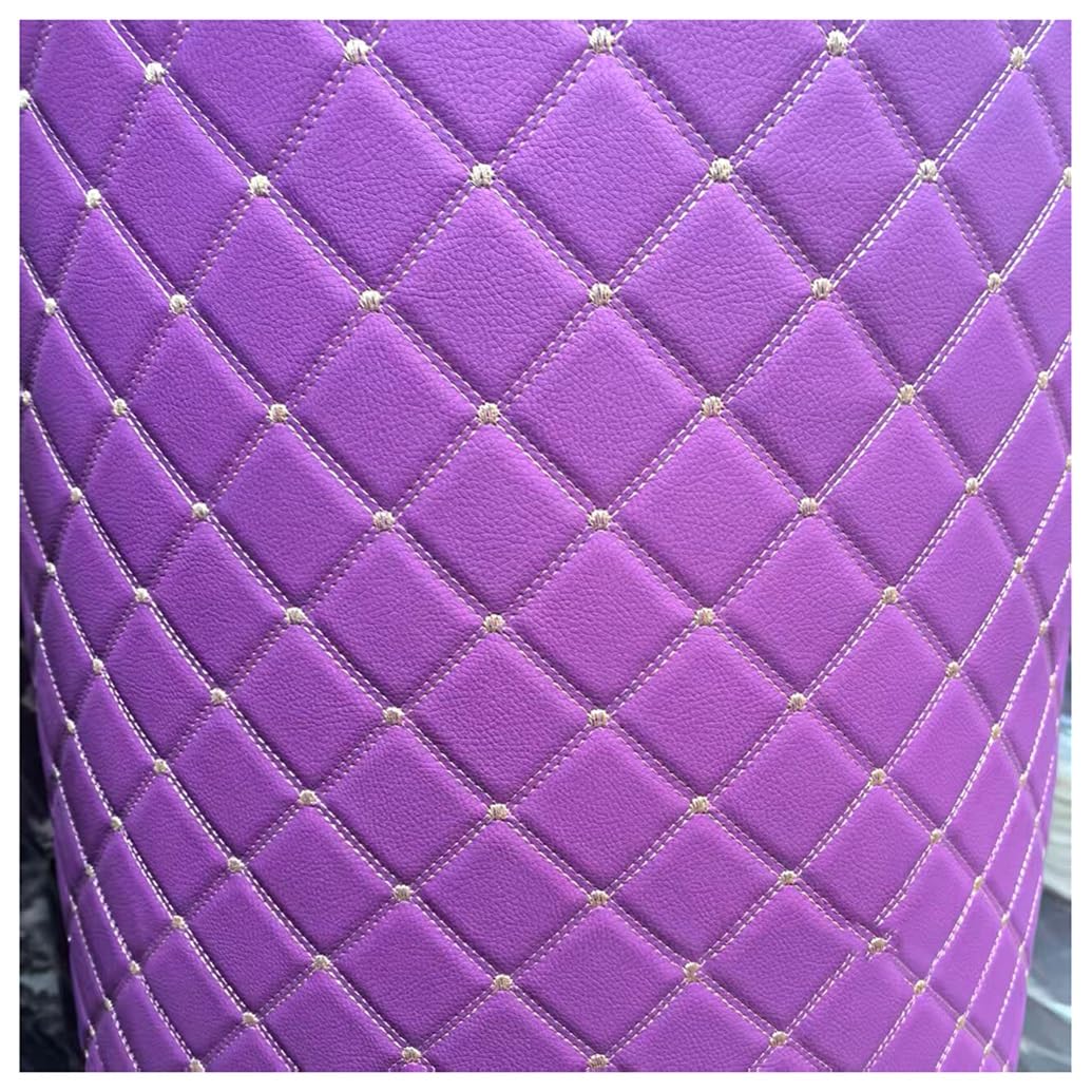 JNTFNE Faux Leather Fabric Leatherette Premium Soft Feel Material Vinyl Cloth Upholstery Width 160cm, Quilted Diamond Stitch Padded Cushion Linen Wadding for DIY Sewings(Purple,1.6x2m)