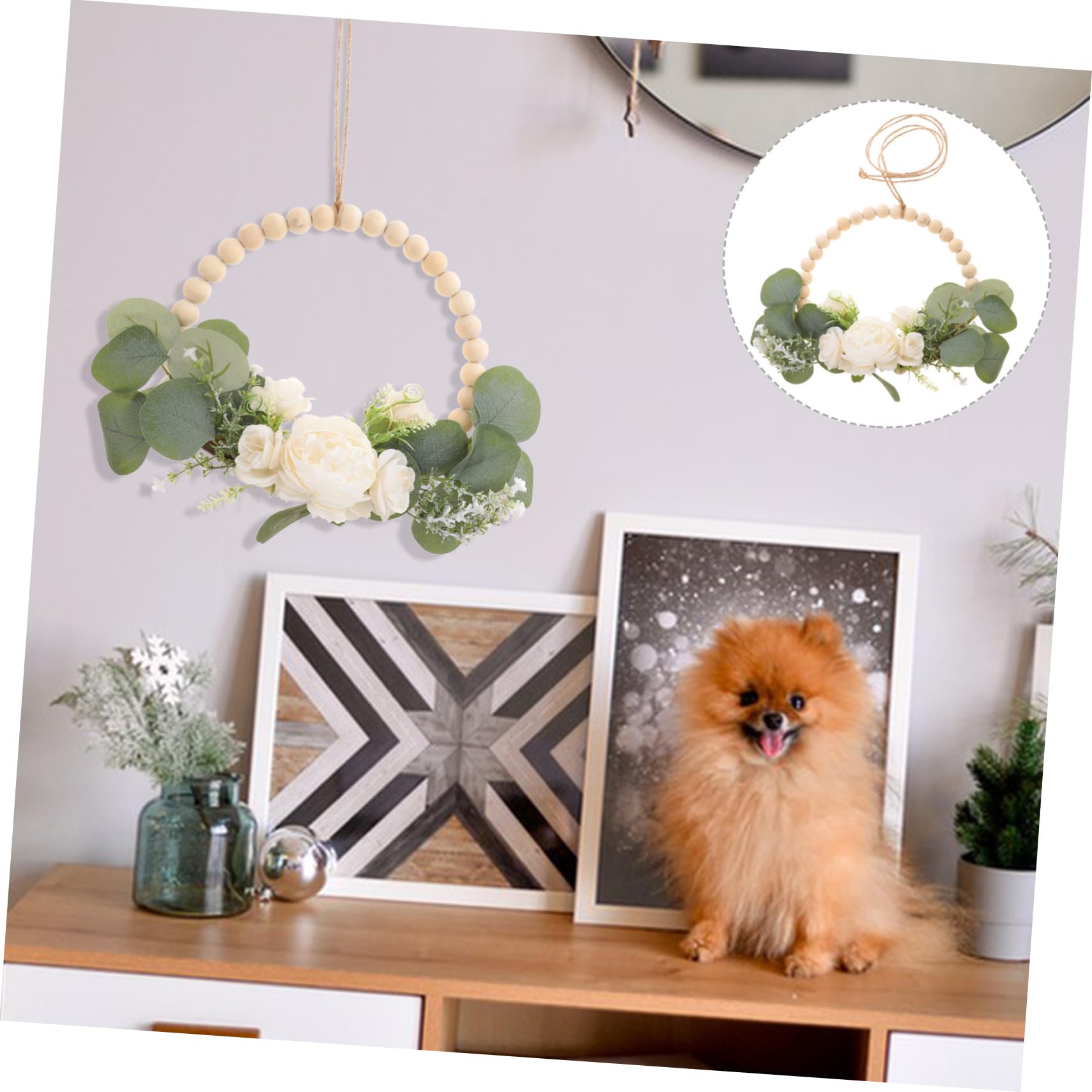 3stücke Holzperlen Girlande Mit Kunstblumen Romantische Wanddeko Für Hochzeit Festlichkeiten Und Zuhause Nordic Stil Für Liebevolle Atmosphäre Und Kreative Dekoration