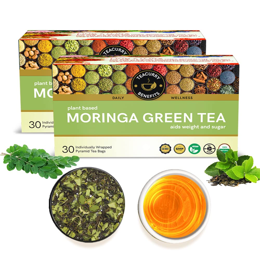 TEACURRY Moringa Green Tea - 60 Tea Bags | Helps With Skin Glow, Weight | Moringa Tea Bags | 100% Natural, 100 Gm (B092CYP9PD) Amazon Price History, Amazon Price Tracker