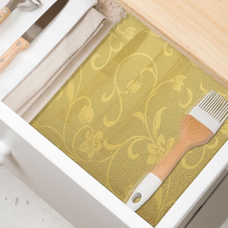 Image of SUNBIRD Wood Furniture Wallpaper Vinyl, Self-Adhesive Wood Wall Paper, Almirah,Kitchen Home Decoration 24in x 3 Meter (Jasmine Gold)
