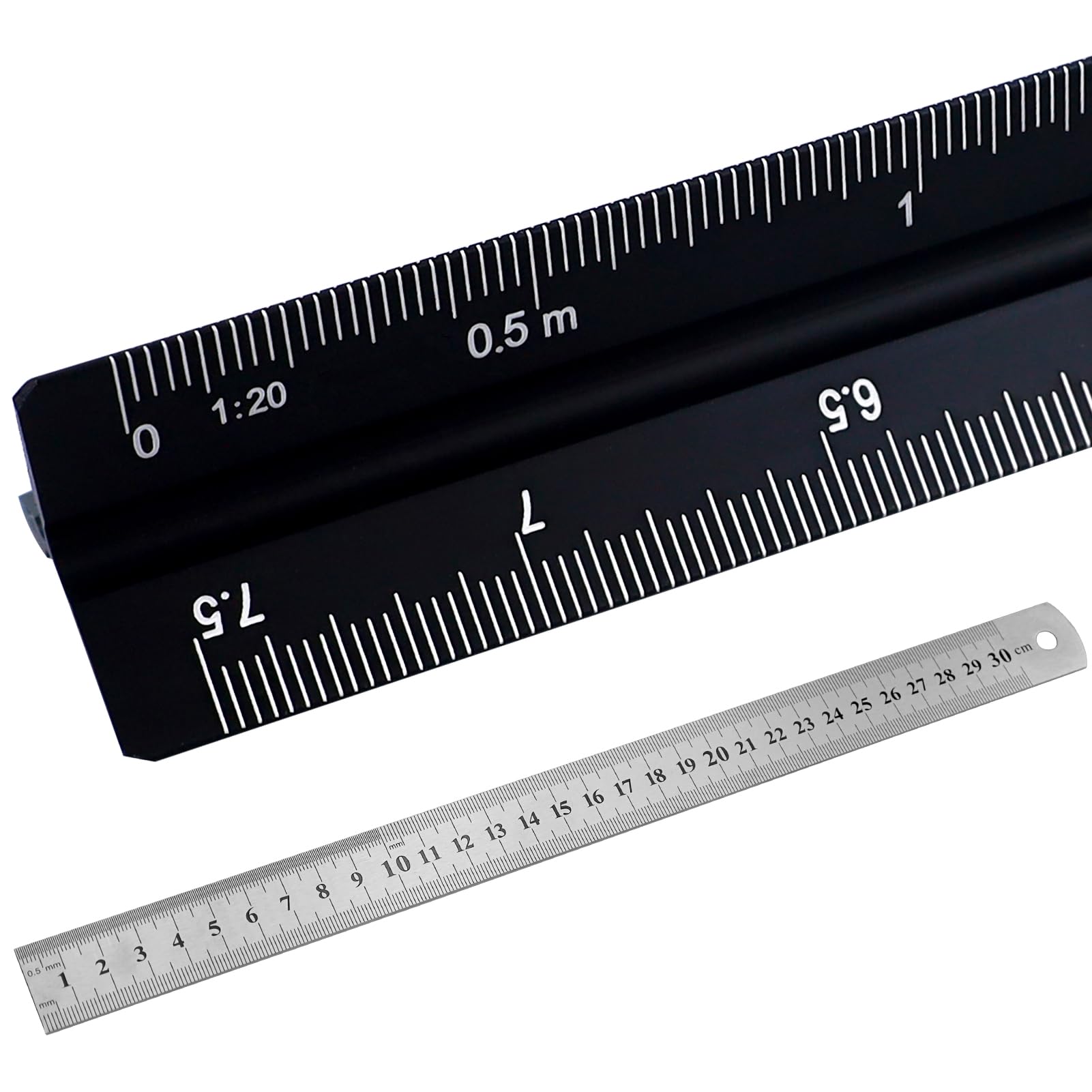Righello da architetti in alluminio triangolare da 30 cm, righello metrico in acciaio inox 1:20, 1:25, 1:50, 1:75, 1:100, 1:125, per architetti, studenti, disegnatori, ingegneri