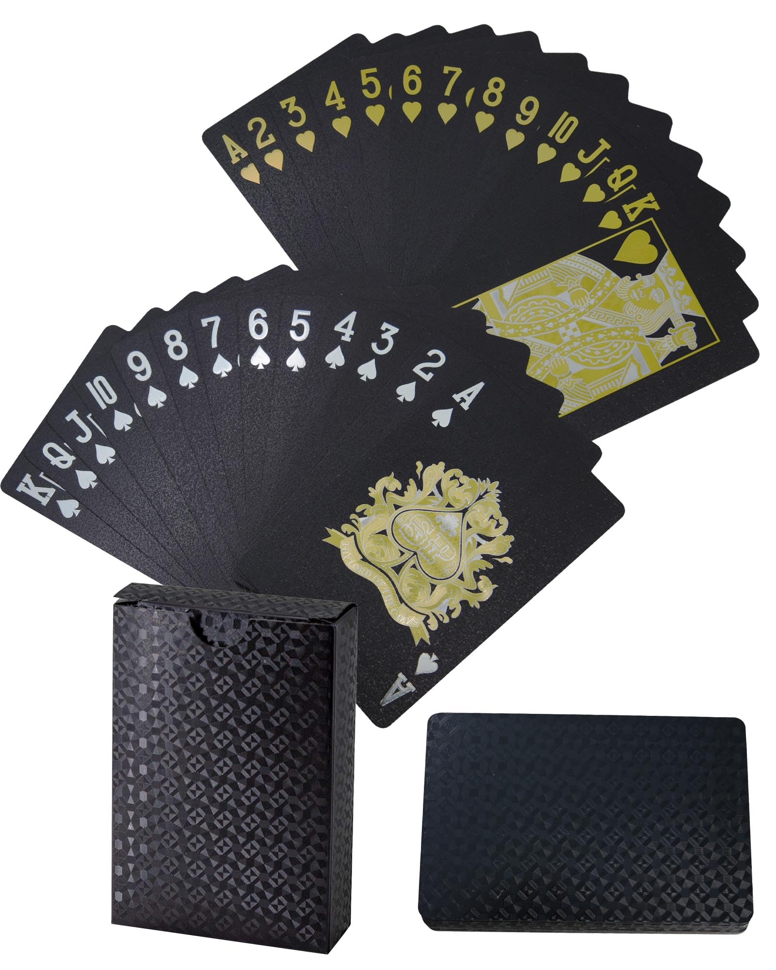 Black Plastic Playing Cards 54 Pieces, Family Entertainment Waterproof Poker for Gifts and Parties (Black Diamond)