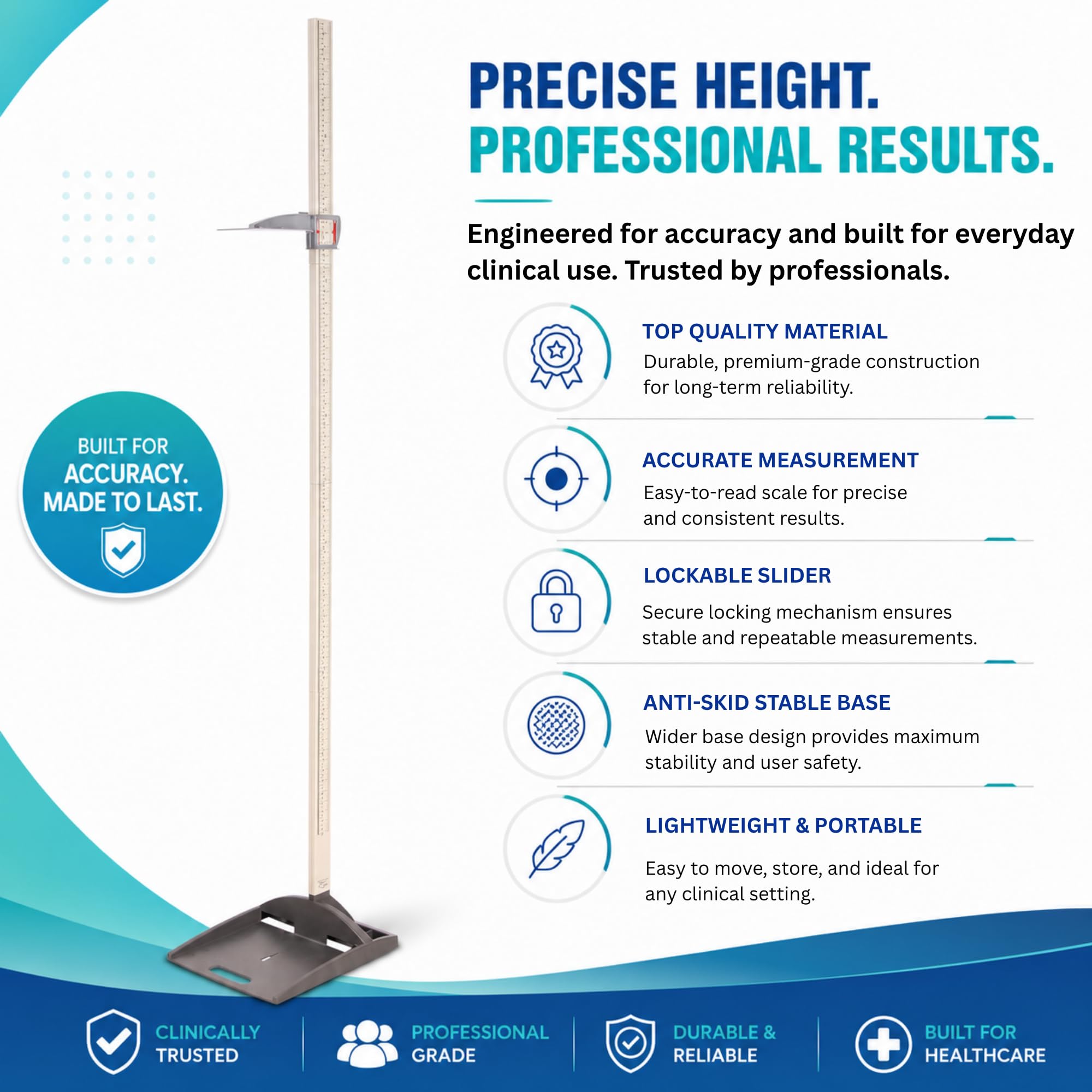PRESTIGE Plastic Height Measuring Scale (Stadiometer) For Adults & Children 210 Cm With Unbreakable Base (Grey,White) 1