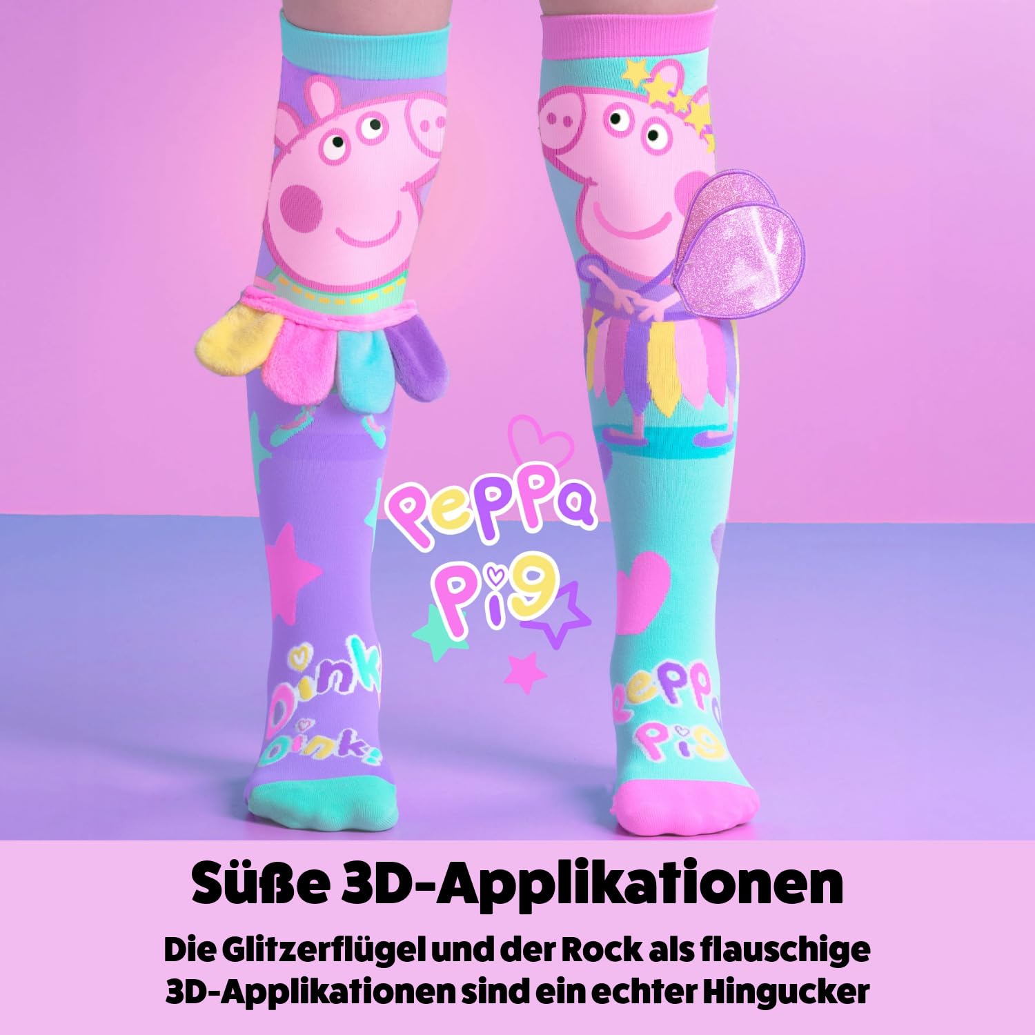 MADMIA Unisex Peppa Pig Fairy 3D Peppa Wutz Elfen Socken für Kinder & Erwachsene für 6 bis 99 Jahren (29029MM), Bunt, Einheitsgröße