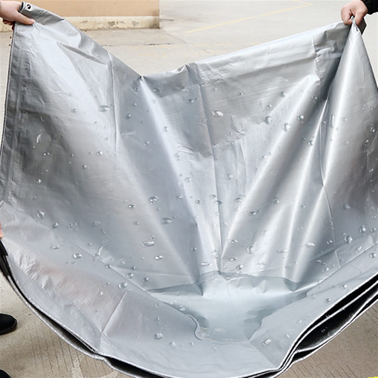 Bâche de protection polyvalente en polyéthylène résistant à l'eau pour bois de chauffage, construction et sol (couleur : argent, taille : 12 x 18 m)