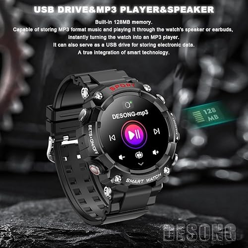 Miniatura 3 de Desong Reloj inteligente con auriculares para iPhone Android, rastreador de fitness IPS de 1.52 pulgadas con podómetro, monitor de sueño, relojes