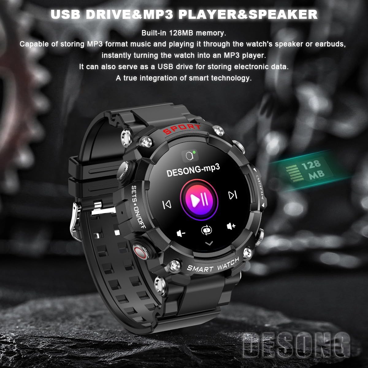 Smart Watch with Earbuds for Android iPhone 1.52 Inch Screen - Dettaglio