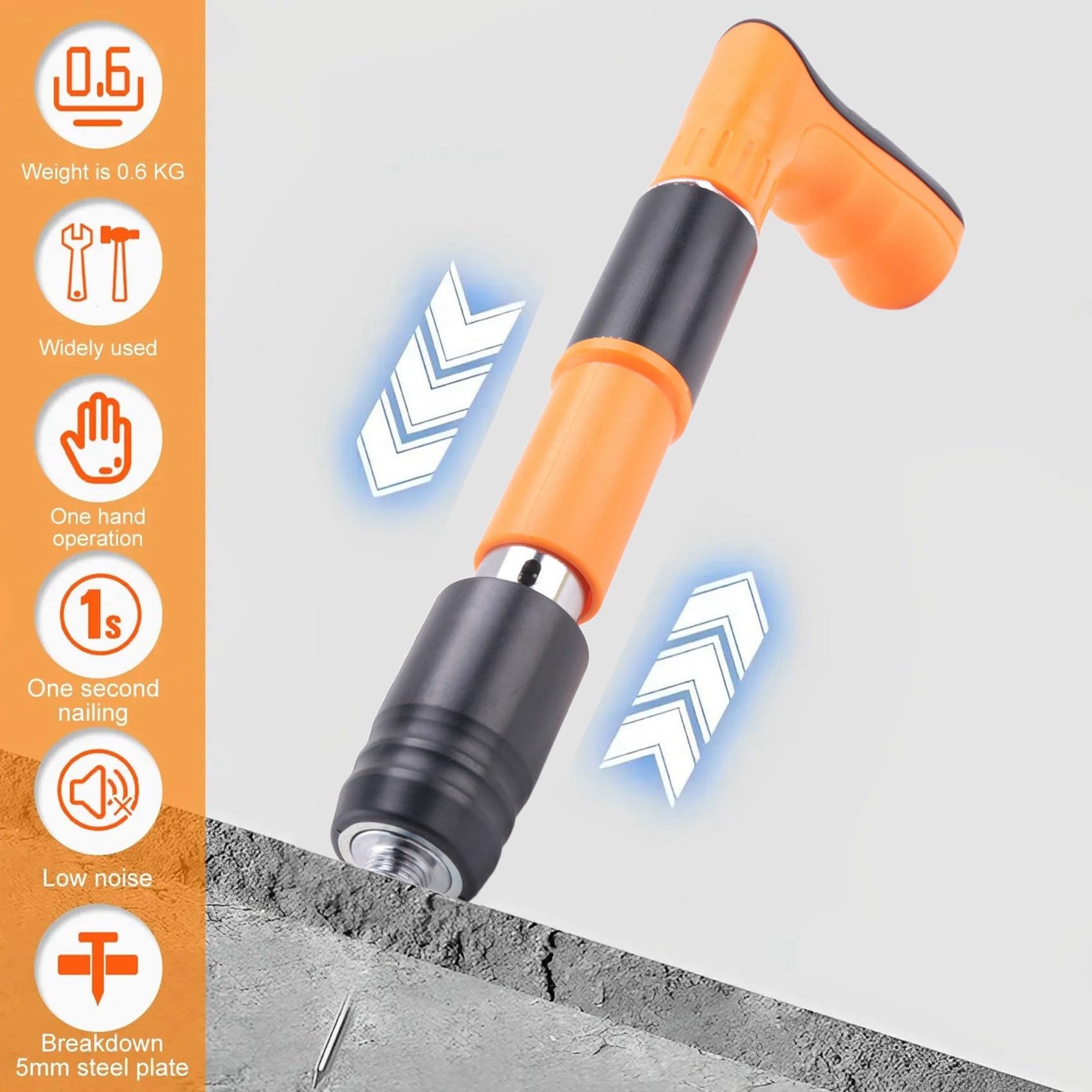 Mini cloueuse - Kit d'outils de fixation manuel - Cloueuse à air réglable - Cloueuse murale en ciment pour le travail du bois