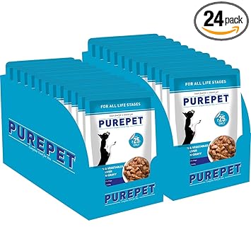 Purepet Wet Dog Food, Chicken and Vegetable Chunks in Gravy, 24 Pouches (24x70g)