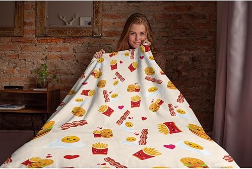 Miniatura 5 de Darani Hamburger Fries - Manta ligera y súper suave y acogedora, cálida y ligera, manta de franela suave de 50 x 40 pulgadas, pequeña para cama