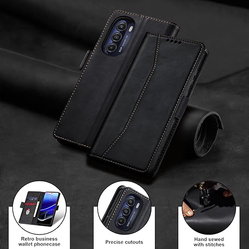 Miniatura 7 de Jasonyu Funda tipo cartera con tapa para Moto G Stylus 5G (2022), funda magnética de cuero con tarjetero y función atril, funda protectora duradera