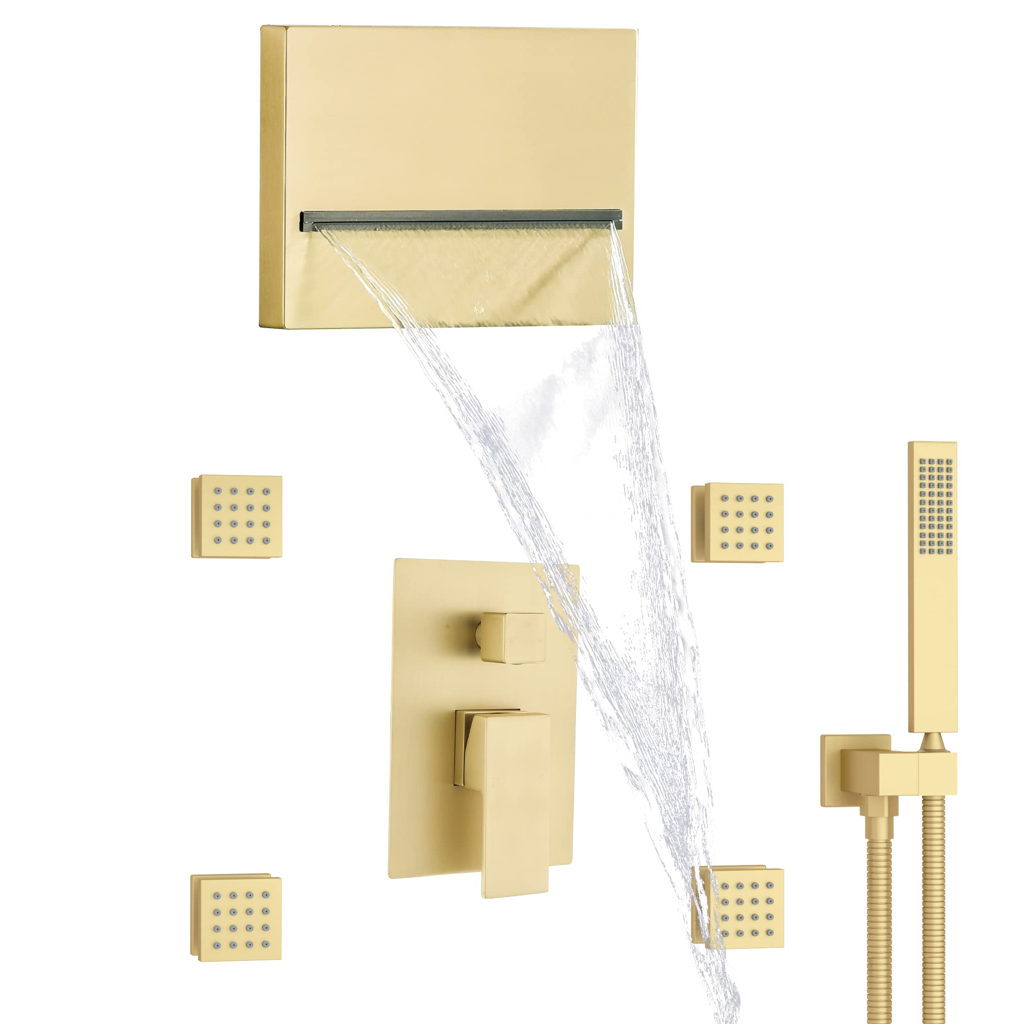 Buy NPYSVSSS Brushed Gold Wall Rain Shower System with Overhead Shower