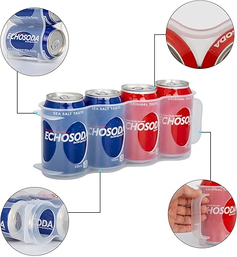 Miniatura 3 de Organizador portátil de latas de soda para estante de refrigerador, soporte para latas de cerveza, estante deslizante de almacenamiento de