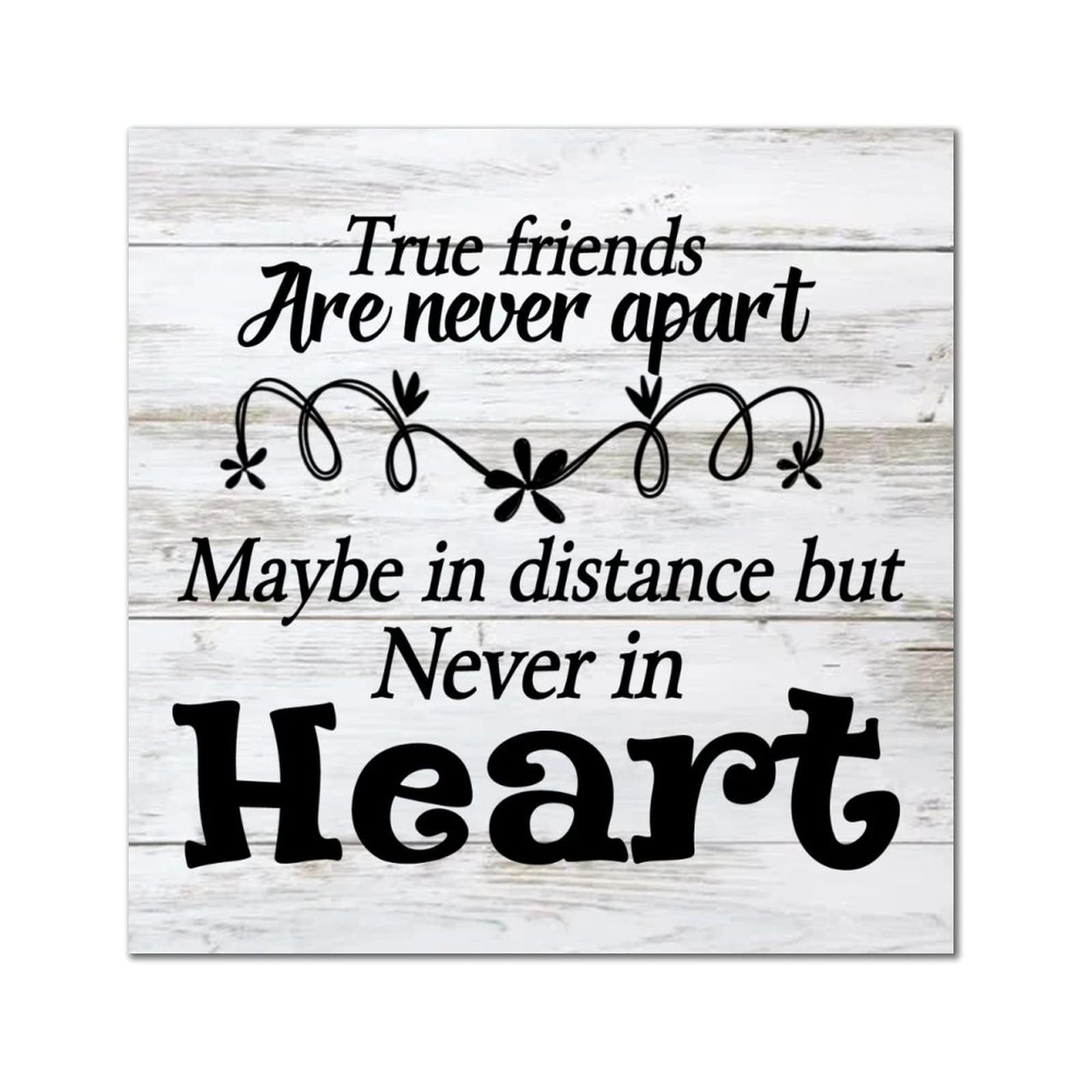 Plaque murale rustique en bois True Friends pour salon - 30,5 x 30,5 cm