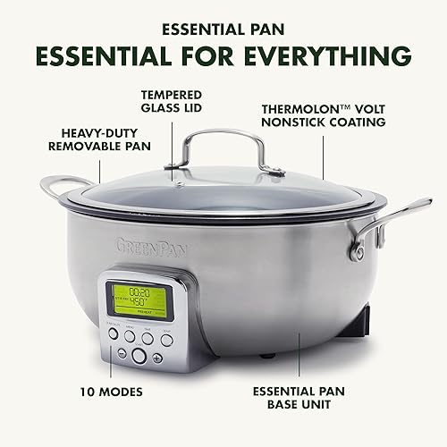 Miniatura 3 de GreenPan Elite - Sartén eléctrica de 6 cuartos de galón, arroz salteado para cocinar, cerámica saludable antiadherente, piezas aptas para