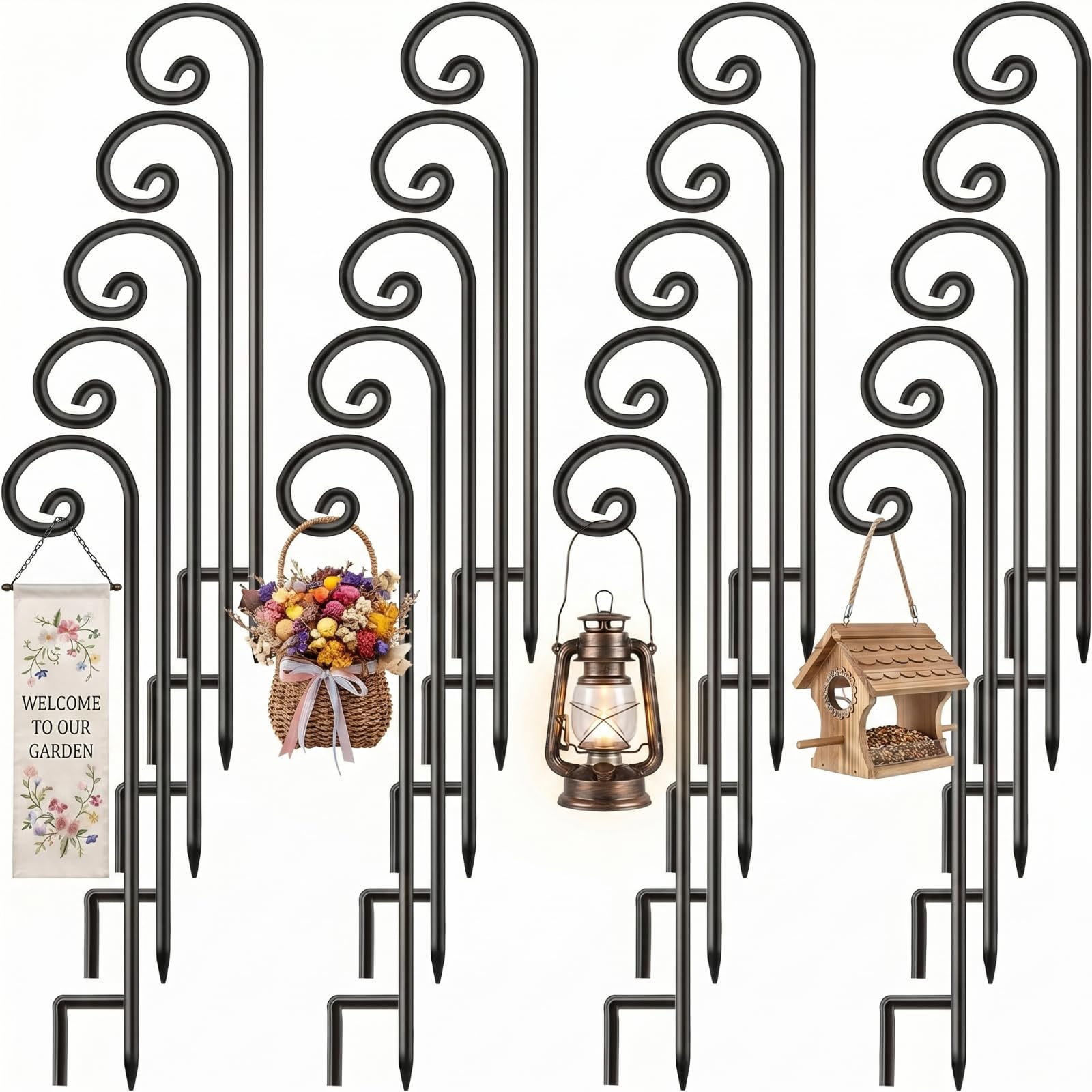Photo 1 of Shimeyao 20 Pack Shepherd Hook 35 Inch 1/3 Inch Thick, Thick Iron Curled Hook for Hanging Bird Feeders, Plant Hangers, Flower Basket, Lanterns, Weddings,Spring,Summer